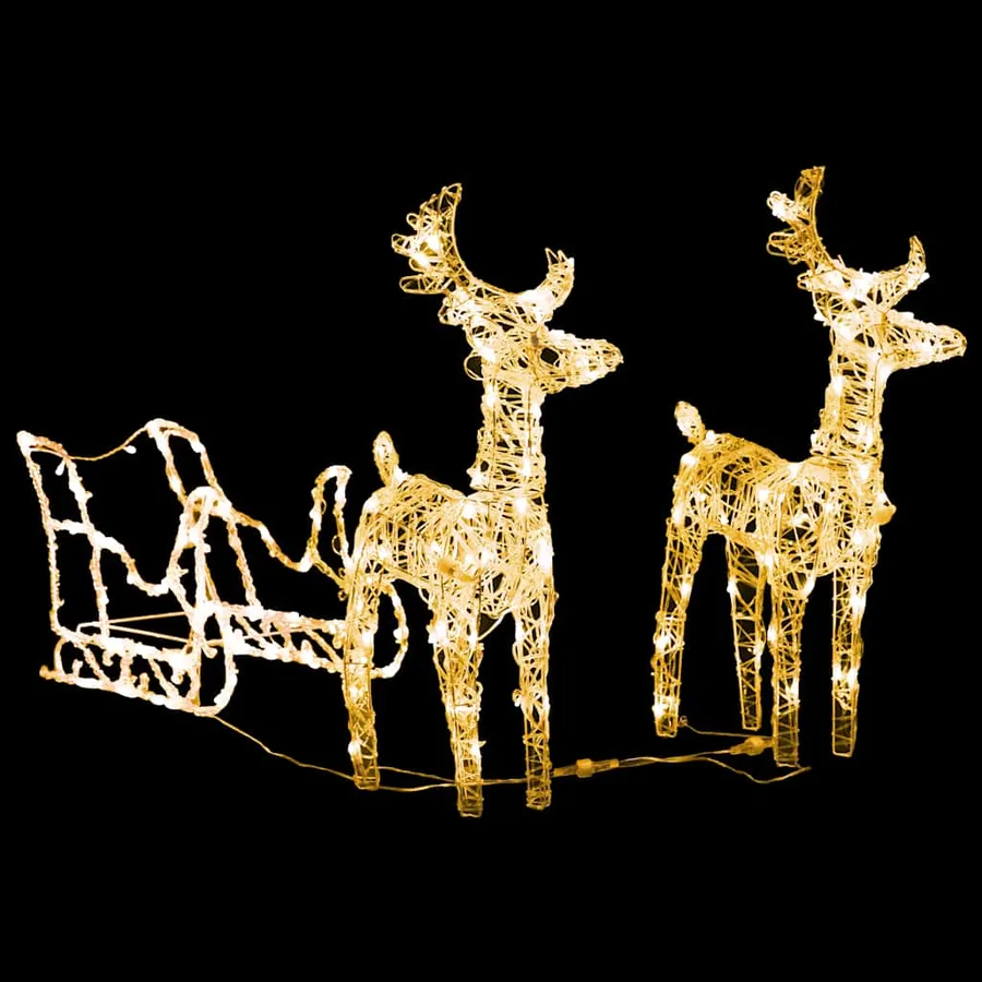 Décoration de Noël Rennes et traîneau 160 LED 130 cm Acrylique - 2