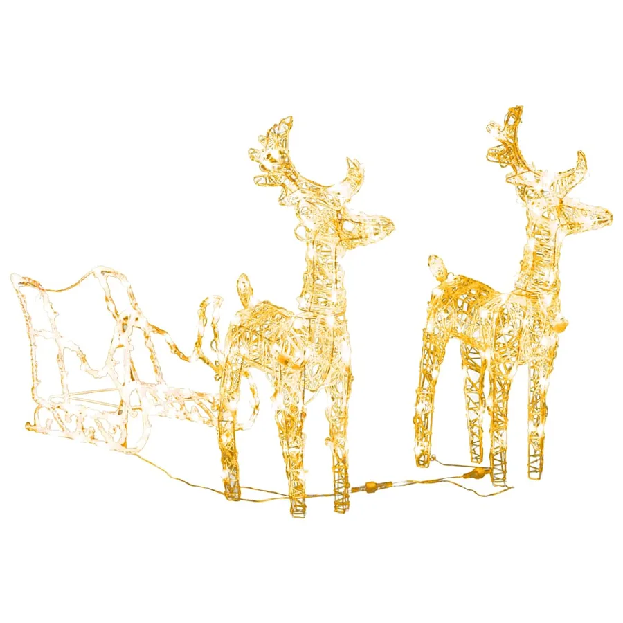 Décoration de Noël Rennes et traîneau 160 LED 130 cm Acrylique - 3