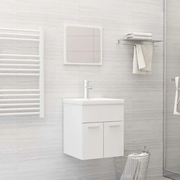 Ensemble de meubles de salle de bain 2 pcs Blanc Aggloméré