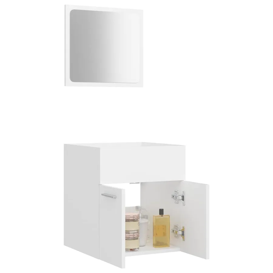 Ensemble de meubles de salle de bain 2 pcs Blanc Aggloméré - 4