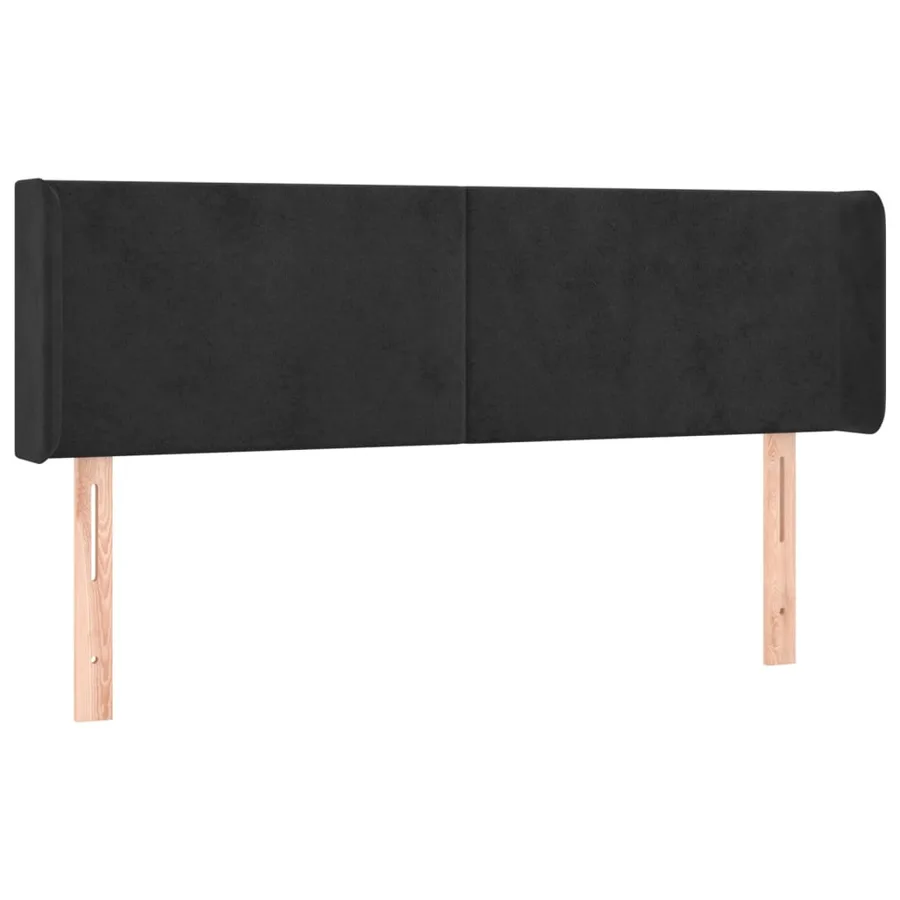 Tête de lit avec oreilles Noir 147x16x78/88 cm Velours - 2