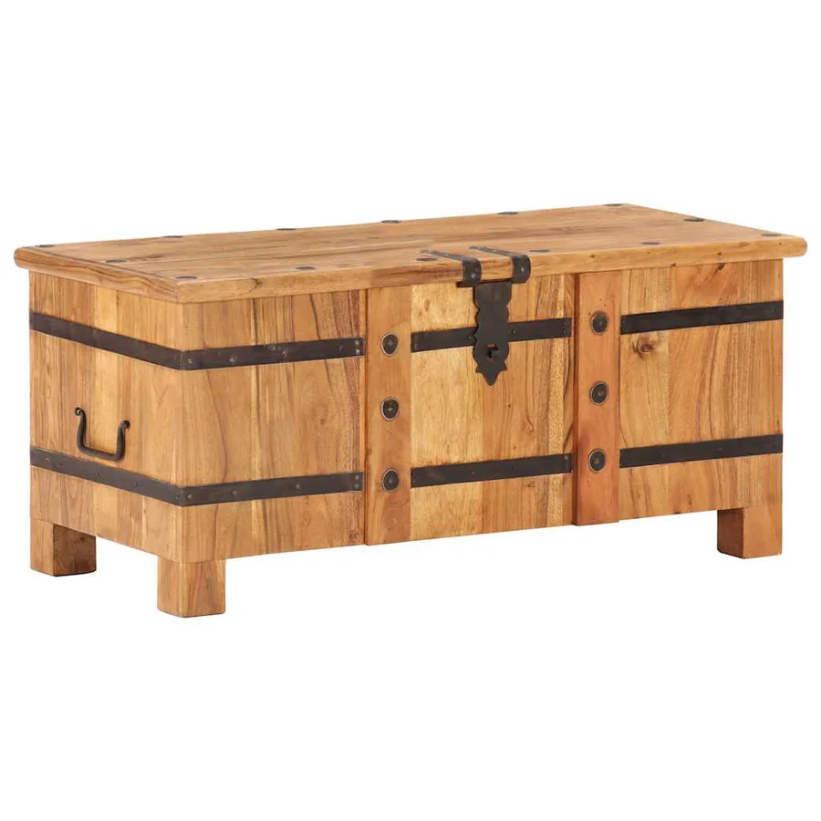 Coffre 90x40x40 cm Bois d'acacia solide - 11