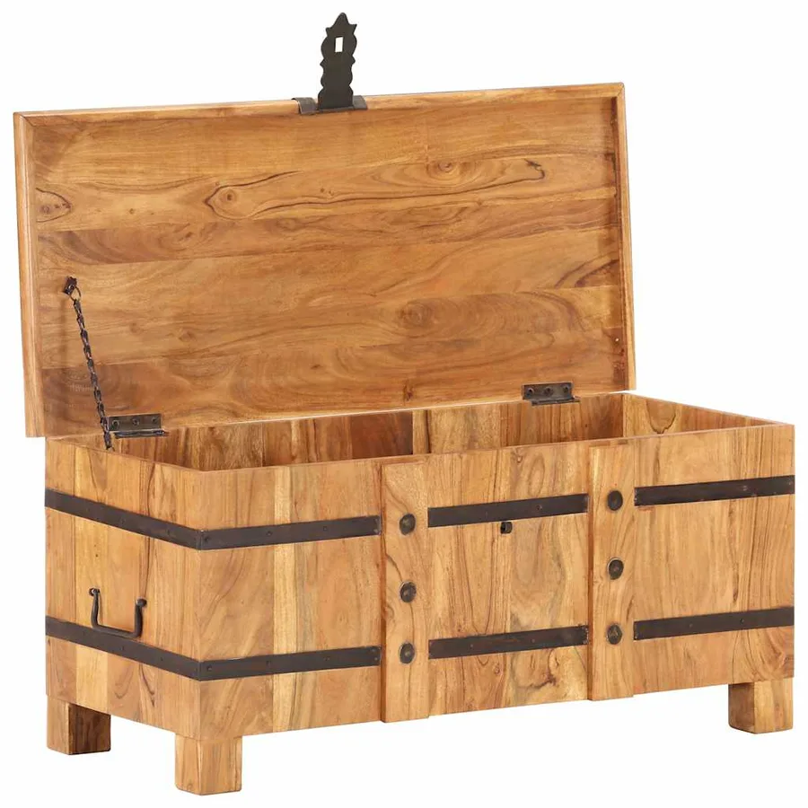Coffre 90x40x40 cm Bois d'acacia solide - 2