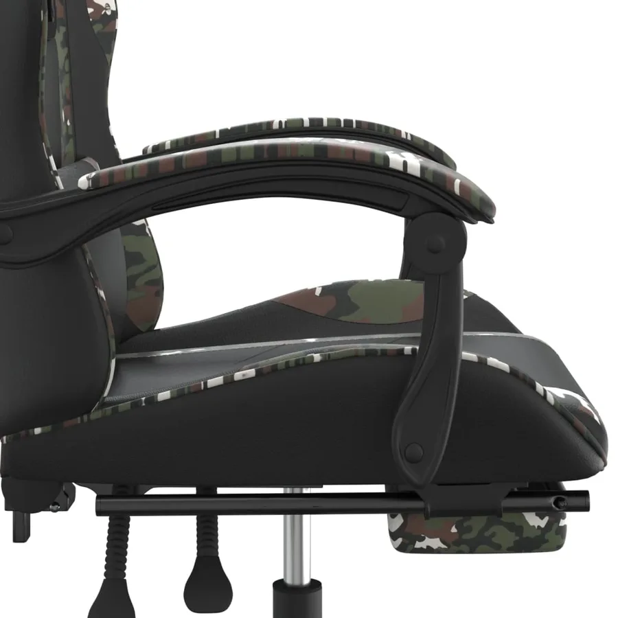 Chaise de jeu pivotante repose-pied Noir camouflage Similicuir - 8