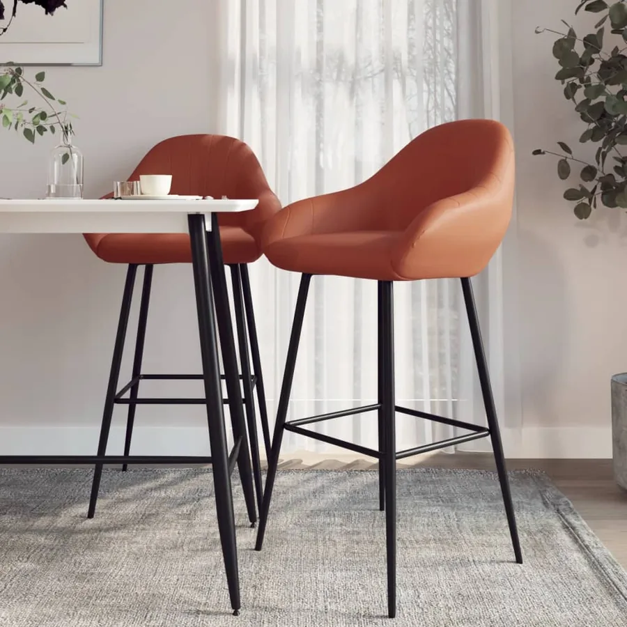 Tabourets de bar lot de 2 marron clair similicuir