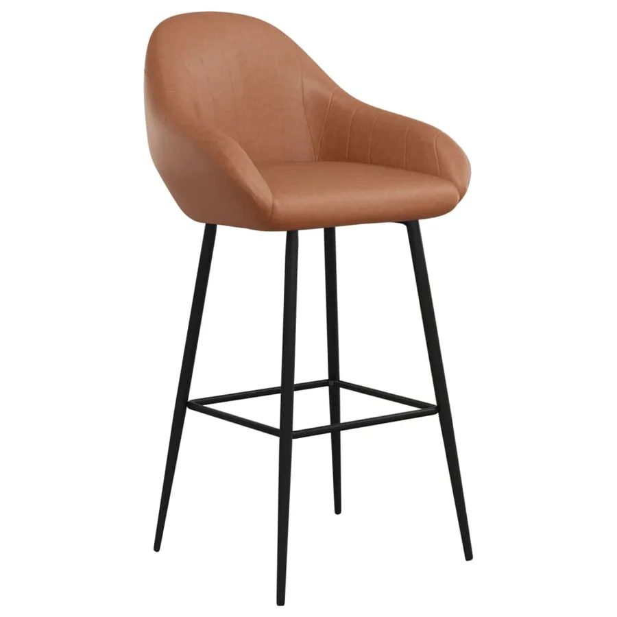 Tabourets de bar lot de 2 marron clair similicuir - 3