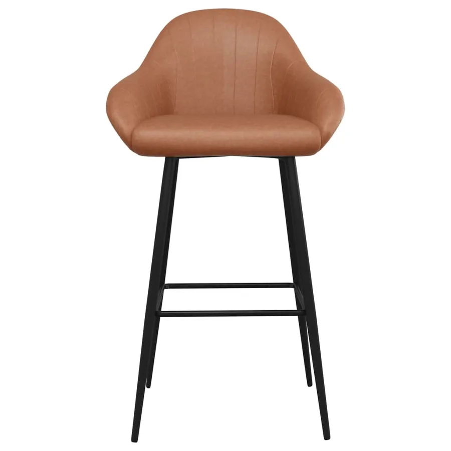 Tabourets de bar lot de 2 marron clair similicuir - 4