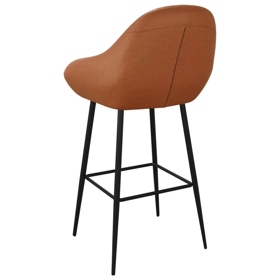Tabourets de bar lot de 2 marron clair similicuir - 6