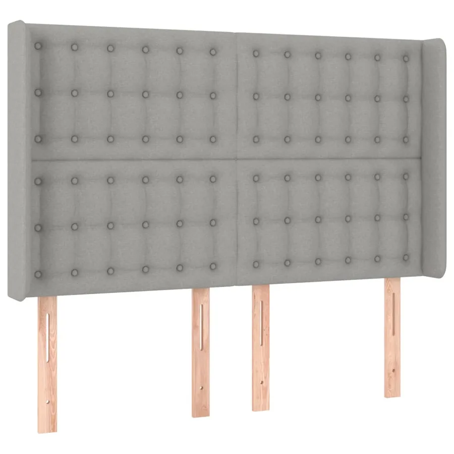 Tête de lit avec oreilles Gris clair 147x16x118/128 cm Tissu - 2