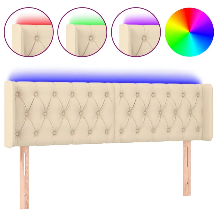 Tête de lit à LED Crème 147x16x78/88 cm Tissu - 2