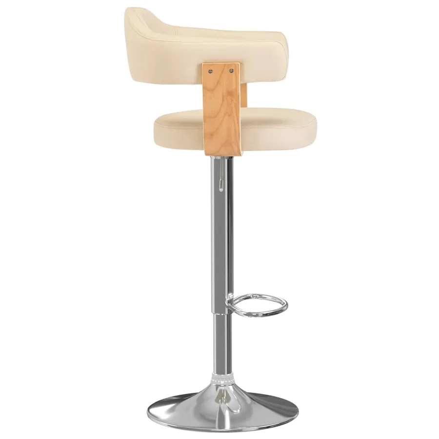 Tabourets de bar lot de 2 crème bois courbé et similicuir - 4