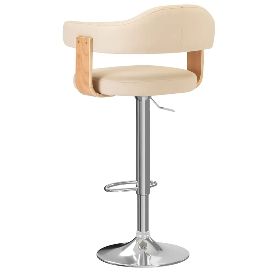 Tabourets de bar lot de 2 crème bois courbé et similicuir - 5