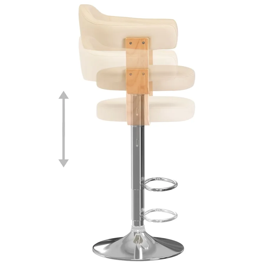 Tabourets de bar lot de 2 crème bois courbé et similicuir - 6