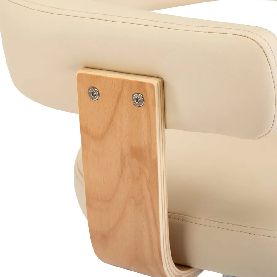 Tabourets de bar lot de 2 crème bois courbé et similicuir - 7