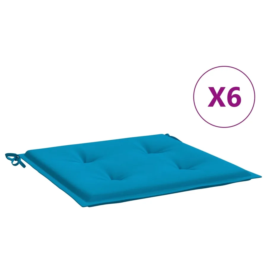 Coussins de chaise jardin lot de 6 bleu 50x50x4 cm tissu oxford - 2