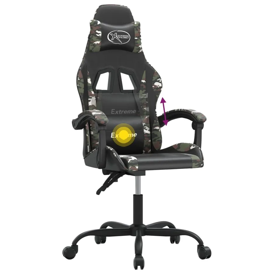Chaise de jeu pivotante Noir et camouflage Similicuir - 11