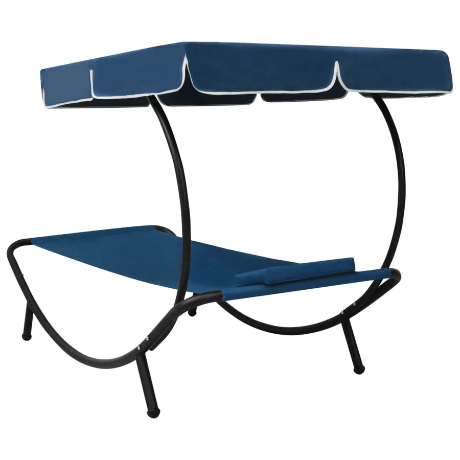 Lit de repos d'extérieur avec auvent et oreiller Noir - 11