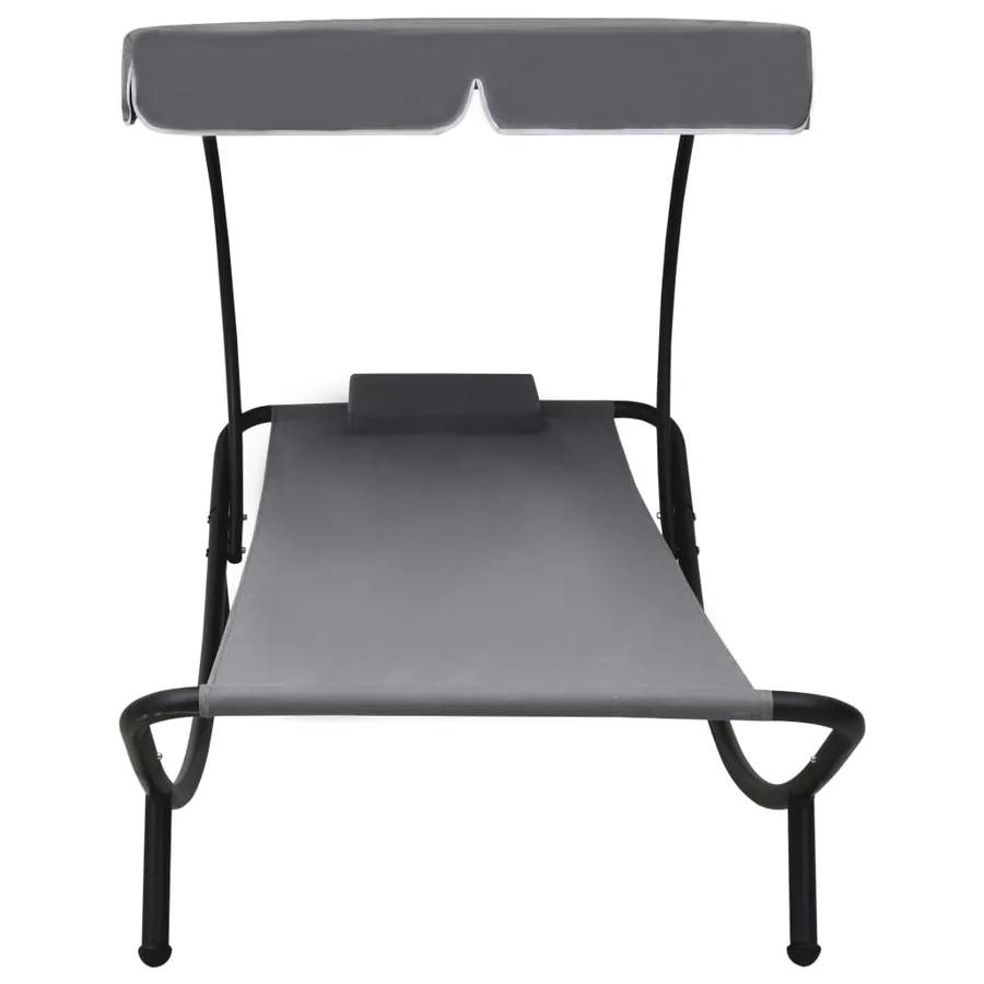 Lit de repos d'extérieur avec auvent et oreiller Noir - 17