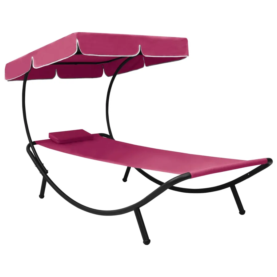 Lit de repos d'extérieur avec auvent et oreiller Noir - 29