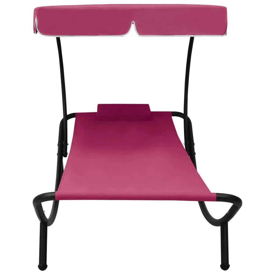 Lit de repos d'extérieur avec auvent et oreiller Noir - 30
