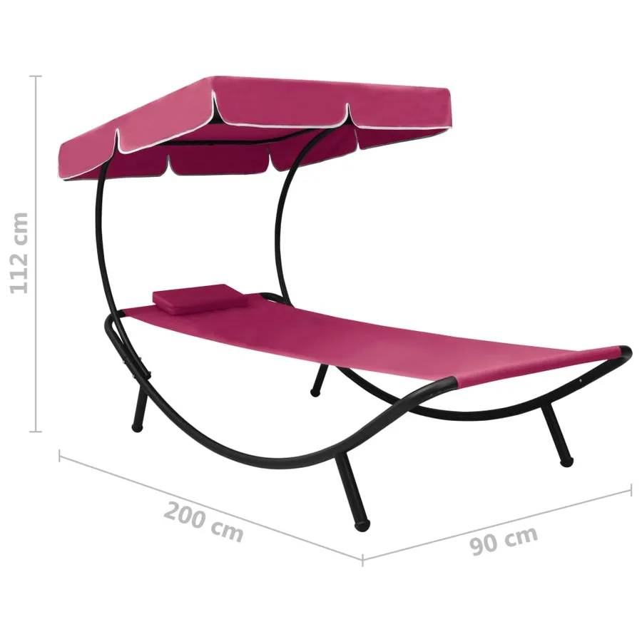 Lit de repos d'extérieur avec auvent et oreiller Noir - 35