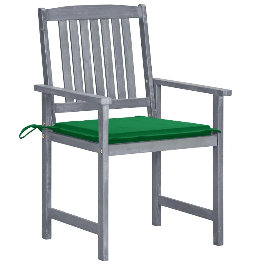 Chaises de jardin et coussins lot de 8 Bois acacia solide Gris - 2