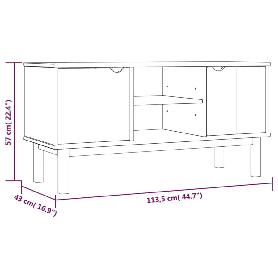 Meuble TV OTTA 113,5x43x57 cm Bois de pin massif - 6