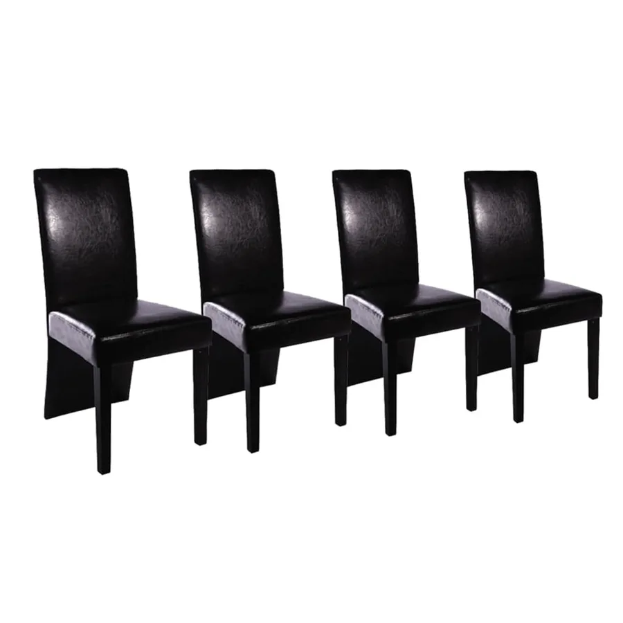 Chaises à manger lot de 4 noir similicuir - 2