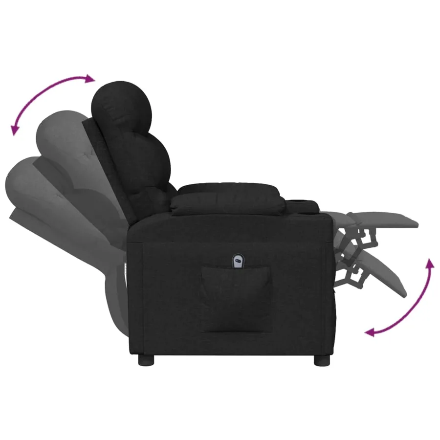 Fauteuil inclinable électrique Noir Tissu - 7