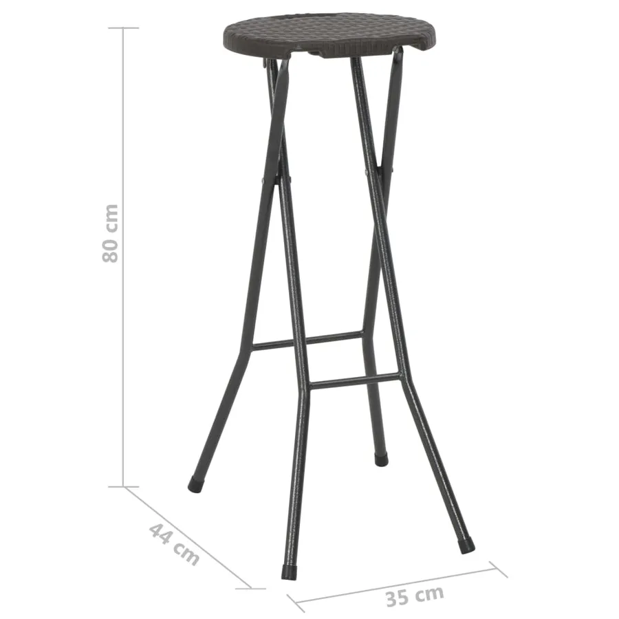 Tabouret de bar pliable lot de 2 PEHD et acier Aspect rotin - 8