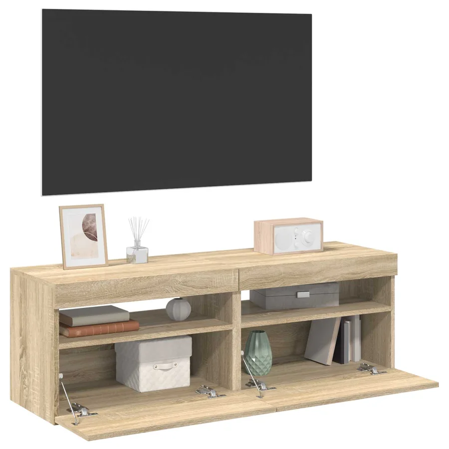Meubles TV avec lumières LED 2 pcs Chêne sonoma 60x35x40 cm - 3