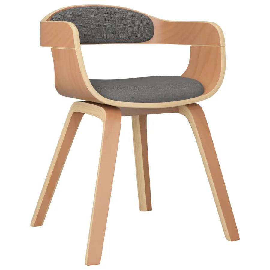 Chaise à manger lot de 2 gris clair bois courbé et tissu - 3