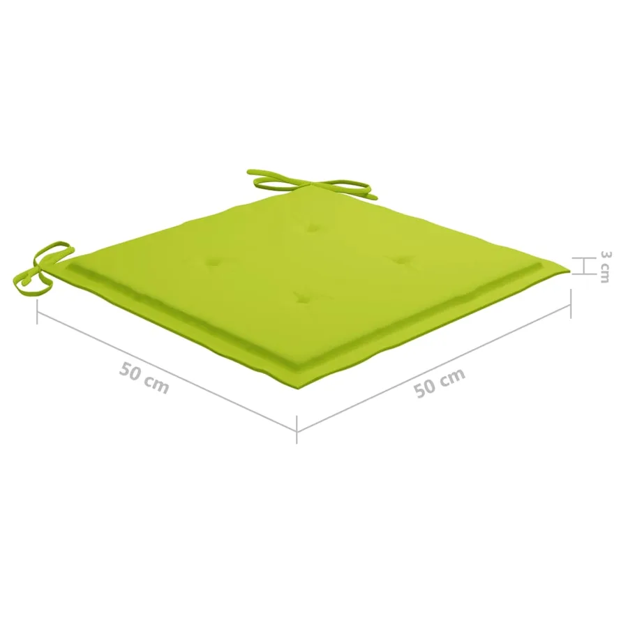 Chaises de jardin lot de 4 avec coussins vert vif Bois de teck - 9