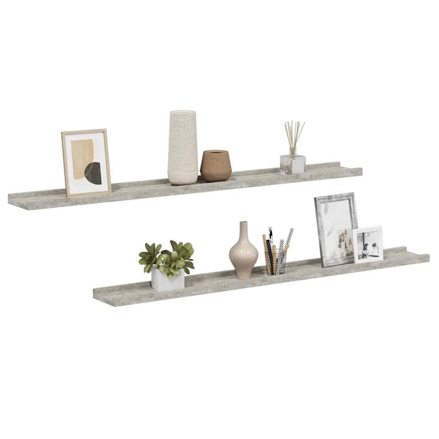 Étagères murales 2 pcs Gris béton 100x9x3 cm - 4