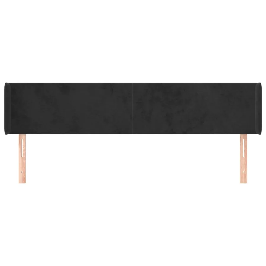 Tête de lit avec oreilles Noir 163x16x78/88 cm Velours - 3
