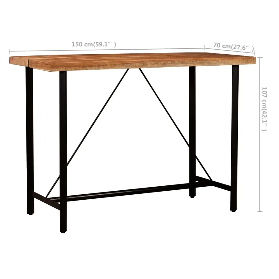 Ensemble de bar 5 pcs Bois solide et cuir véritable - 11