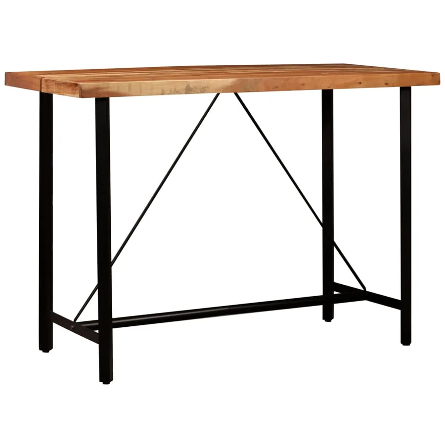 Ensemble de bar 5 pcs Bois solide et cuir véritable - 15