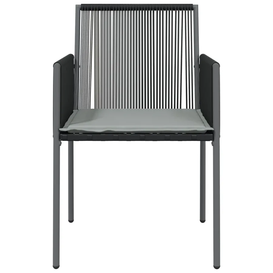 Chaises de jardin et coussins lot de 6 noir 54x60,5x83,5 cm - 4