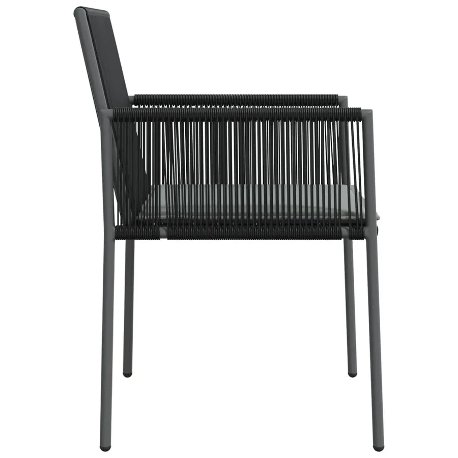 Chaises de jardin et coussins lot de 6 noir 54x60,5x83,5 cm - 5