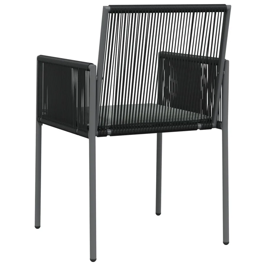 Chaises de jardin et coussins lot de 6 noir 54x60,5x83,5 cm - 6