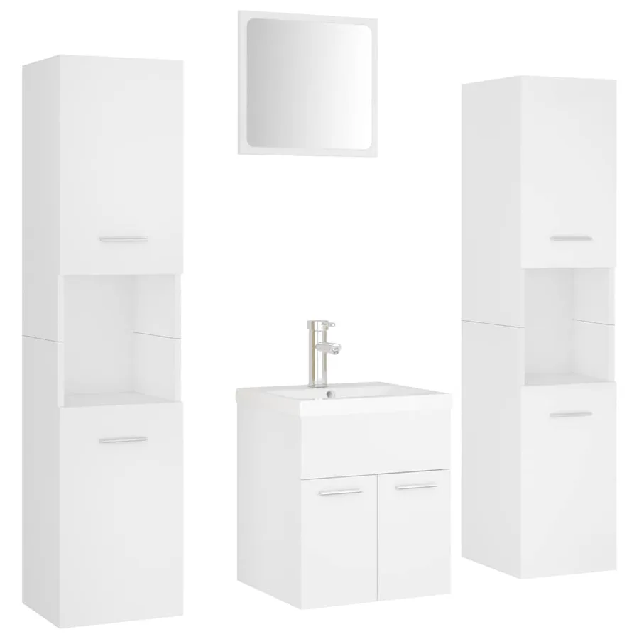 Ensemble de meubles de salle de bain Blanc Aggloméré - 2