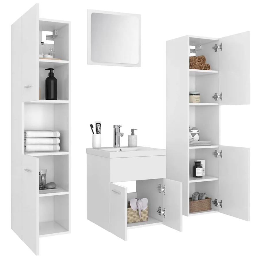 Ensemble de meubles de salle de bain Blanc Aggloméré - 3