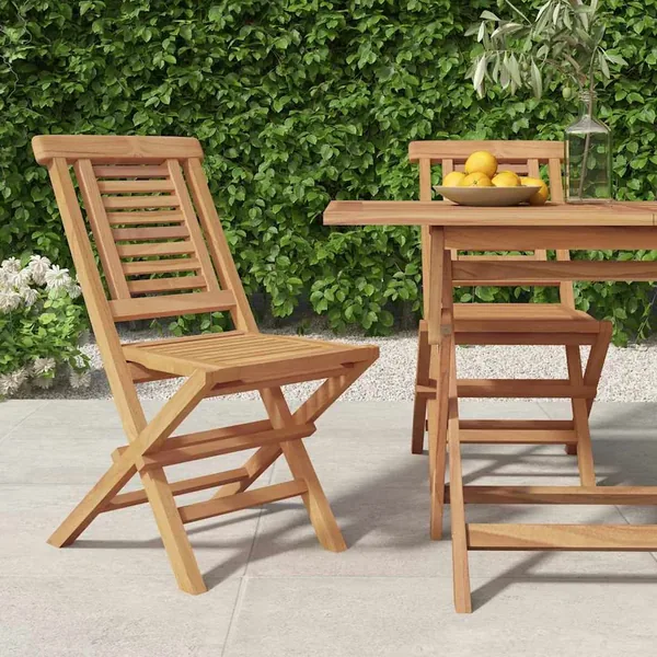 Chaises de jardin pliantes lot de 2 47x63x90cm bois massif teck