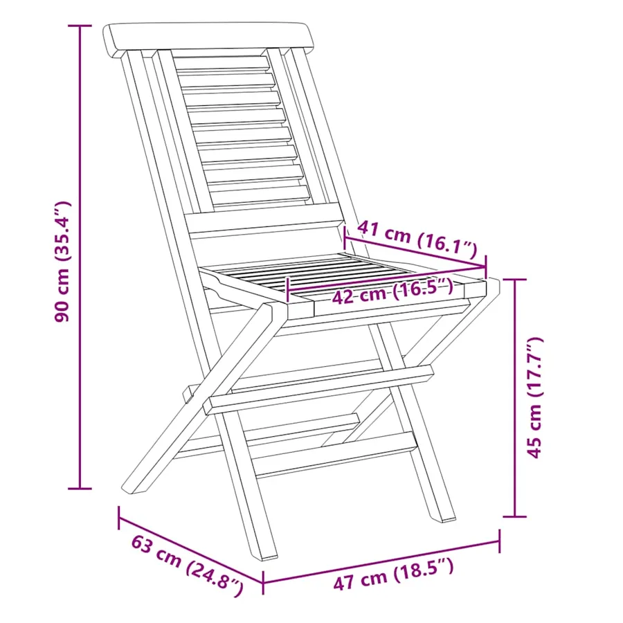 Chaises de jardin pliantes lot de 2 47x63x90cm bois massif teck - 8