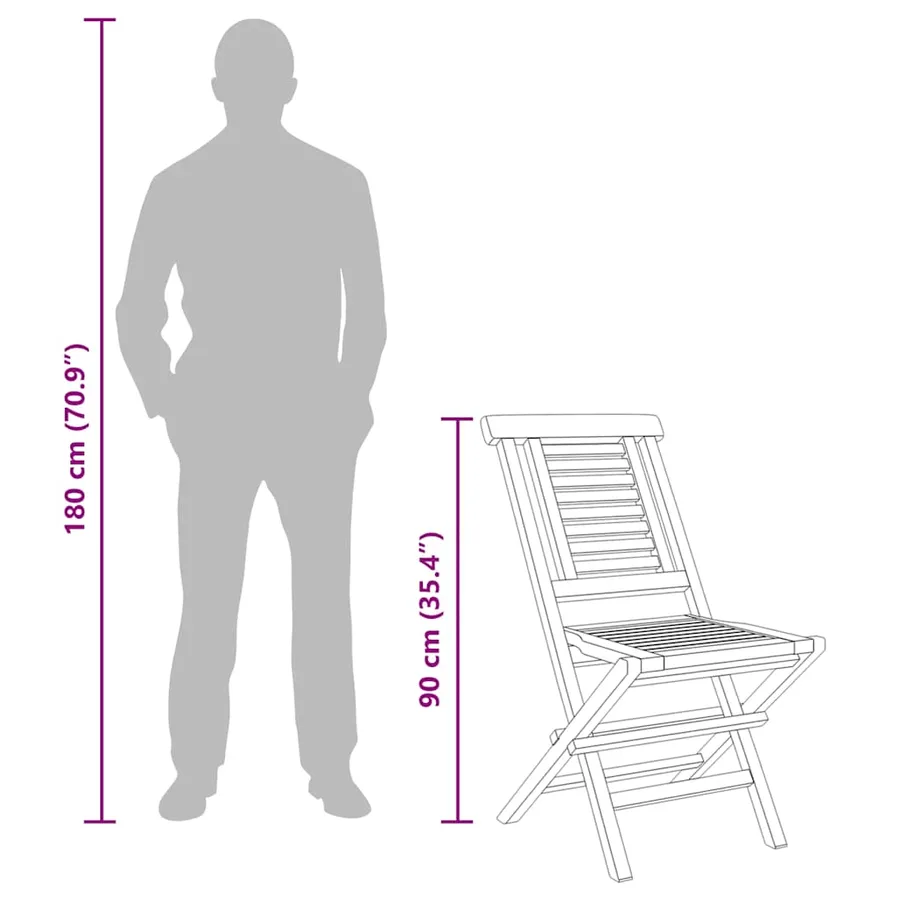 Chaises de jardin pliantes lot de 2 47x63x90cm bois massif teck - 9