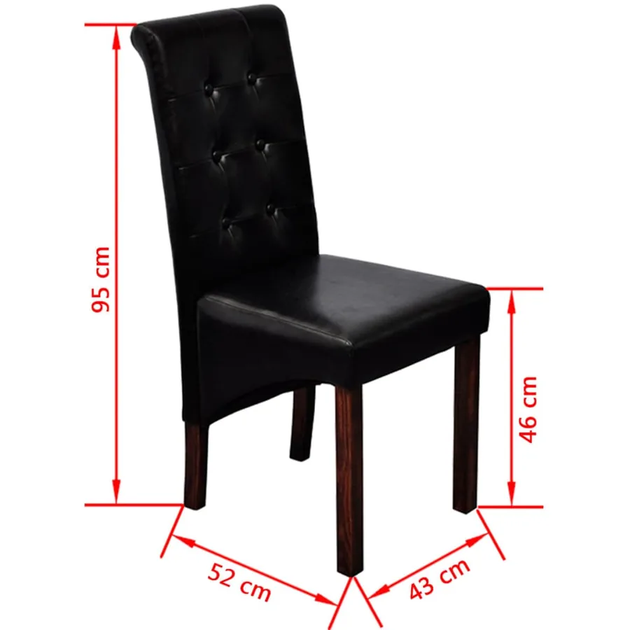 Chaises à manger lot de 6 noir similicuir - 6