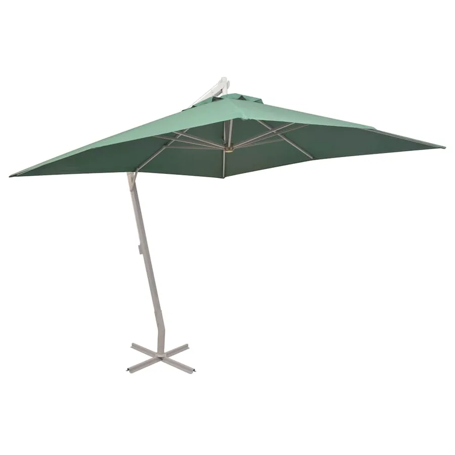 Parasol suspendu avec poteau en aluminium 300x300 cm vert - 2