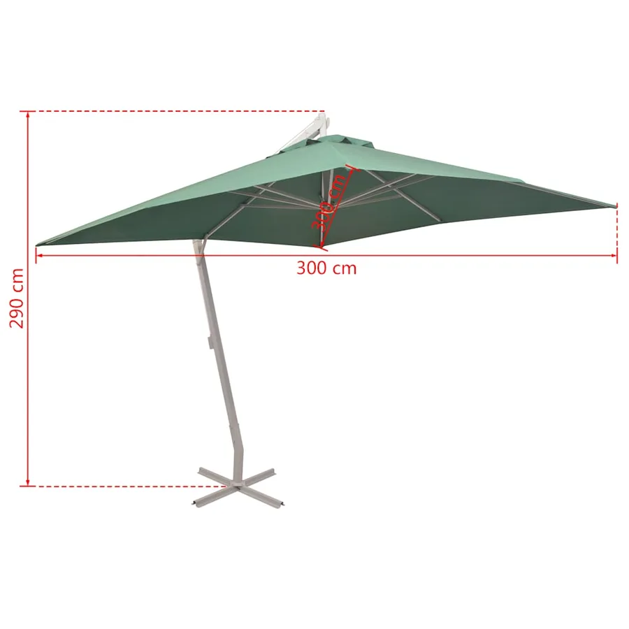 Parasol suspendu avec poteau en aluminium 300x300 cm vert - 8