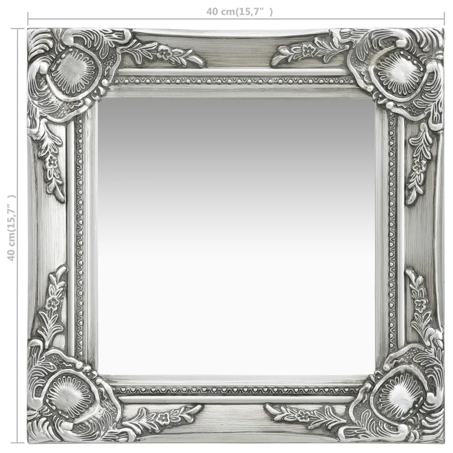 Miroir mural style baroque 40x40 cm Argenté - 5