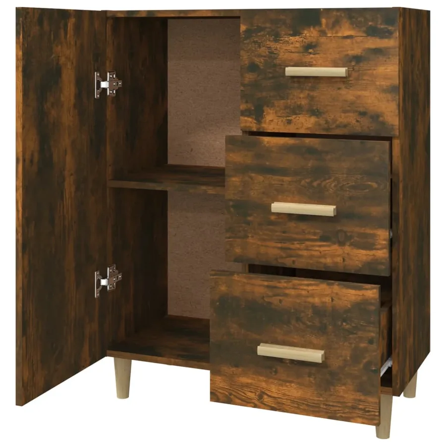 Buffet chêne fumé 69,5x34x90 cm bois d'ingénierie - 7